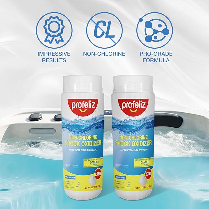 PROFELIZ 8 Pack Non Chlorine Shock Oxidizer for Hot Tubs, Chlorine-Free Spa Pool Shock Treatment, Quick Dissolving Oxidizing Water Clarifier, 2.75 lbs per Bottle