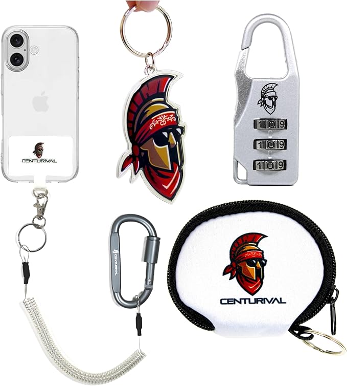 Essential Festival Safety Bundle White – Anti-Theft Phone Strap Tether Lanyard, Mini Lock, Bottle Opener – Secure Your Bel...