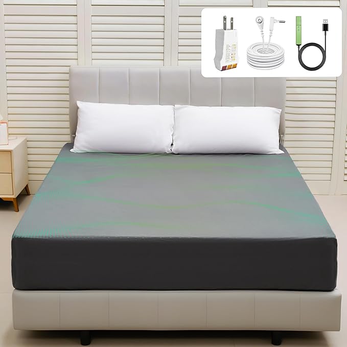Grounding Sheets Twin XL,90% Cotton+10% Pure Silver Fiber,Grounded Bed Sheet,Deep Pocket Bare Earth Grounding Sheet,Miracle Earth Sheets Well Bedding for Better Sleep & Wellness (Gray,39"x80"x15")