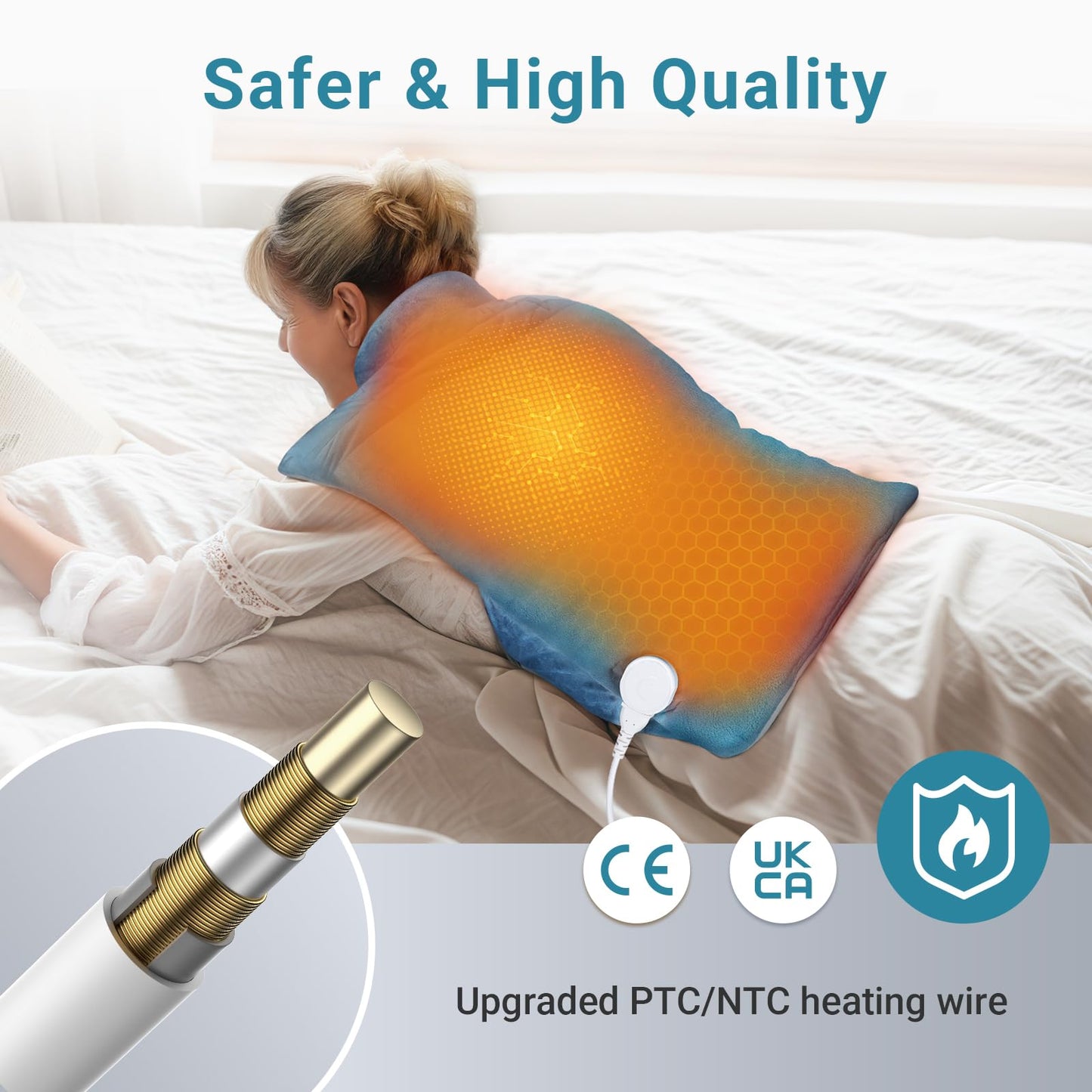 Comfytemp Weighted Heating Pad for Neck Shoulder Back Warmth, Birthday Christmas Gifts for Women Men Mom Dad, FSA Eligible Items Only List, Electric Large Heated Wrap for Elderly, 22"x33", Blue