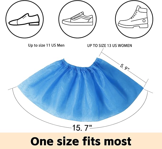 1000 Pieces(500 Pairs) Shoe Covers Disposable, Waterproof,Non-Slip for Various Occasions,fits up to US Men's 12 & Women's 13 Size,Durable Booties Boot Covers for Indoors & Outdoor.