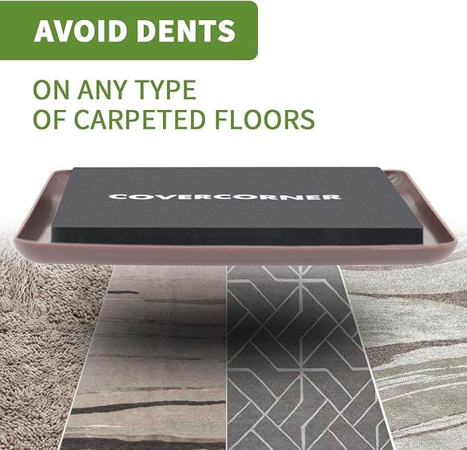 COVERCORNER Furniture Sliders for Carpet 8 PCS - 5 inch Furniture Moving Slider Chair Legs Floors Protectors Square Furniture Movers Sliders – Move Your Furniture Easy & Safely(for Carpet)-Brown