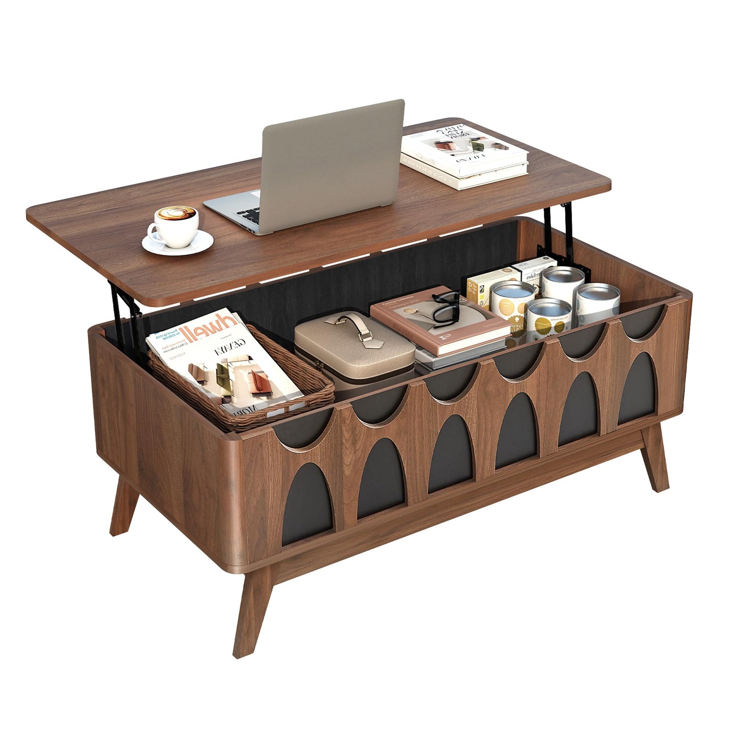 Caspellaire Lift Top Coffee Table with Storage,39” Modern Coffee Table with Lifting Tabletop and Hidden Storage,Wood Center Table for Living Room,Home Office