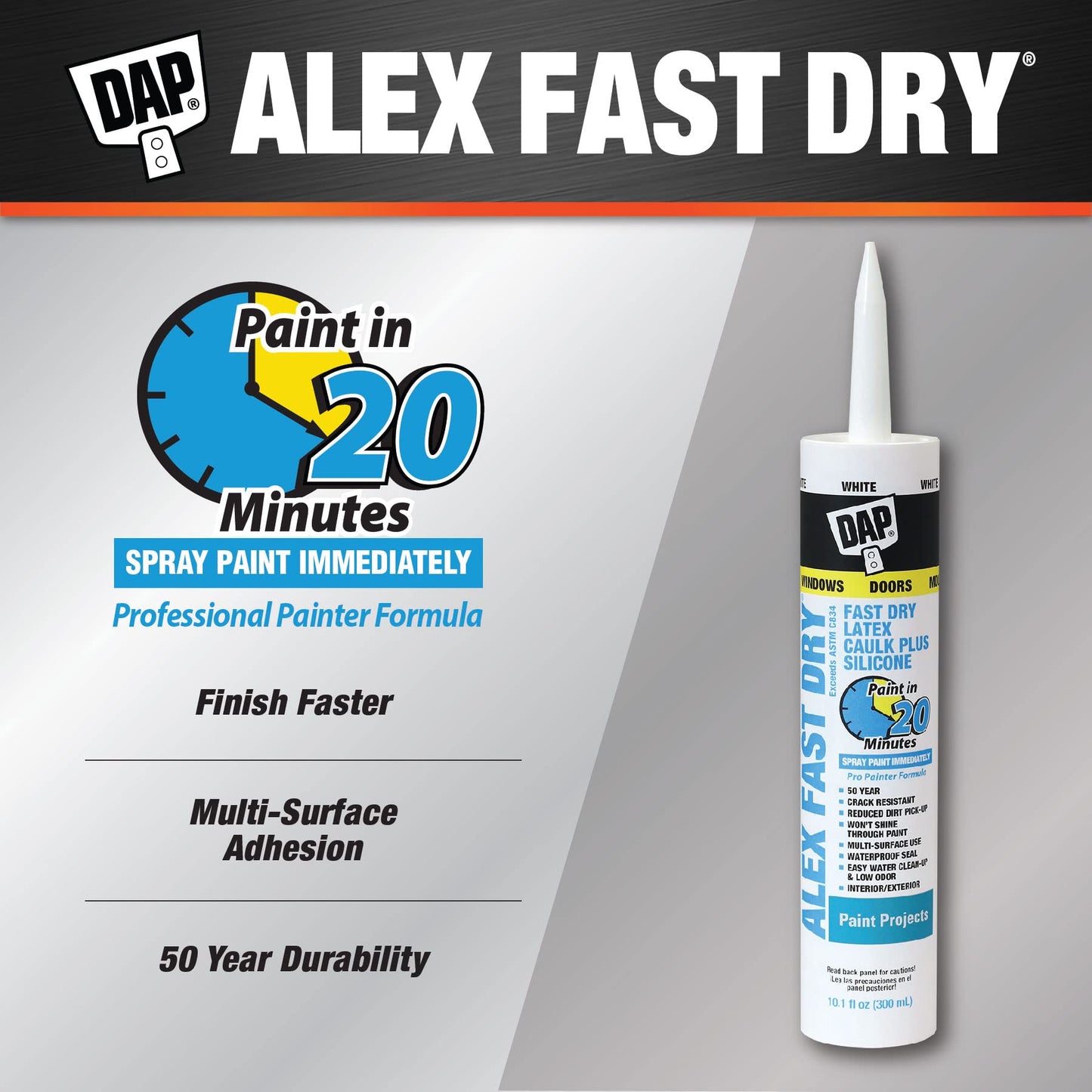 DAP 18425, White Caulk, 10.1 oz, 10.1 Fl Oz, Whites