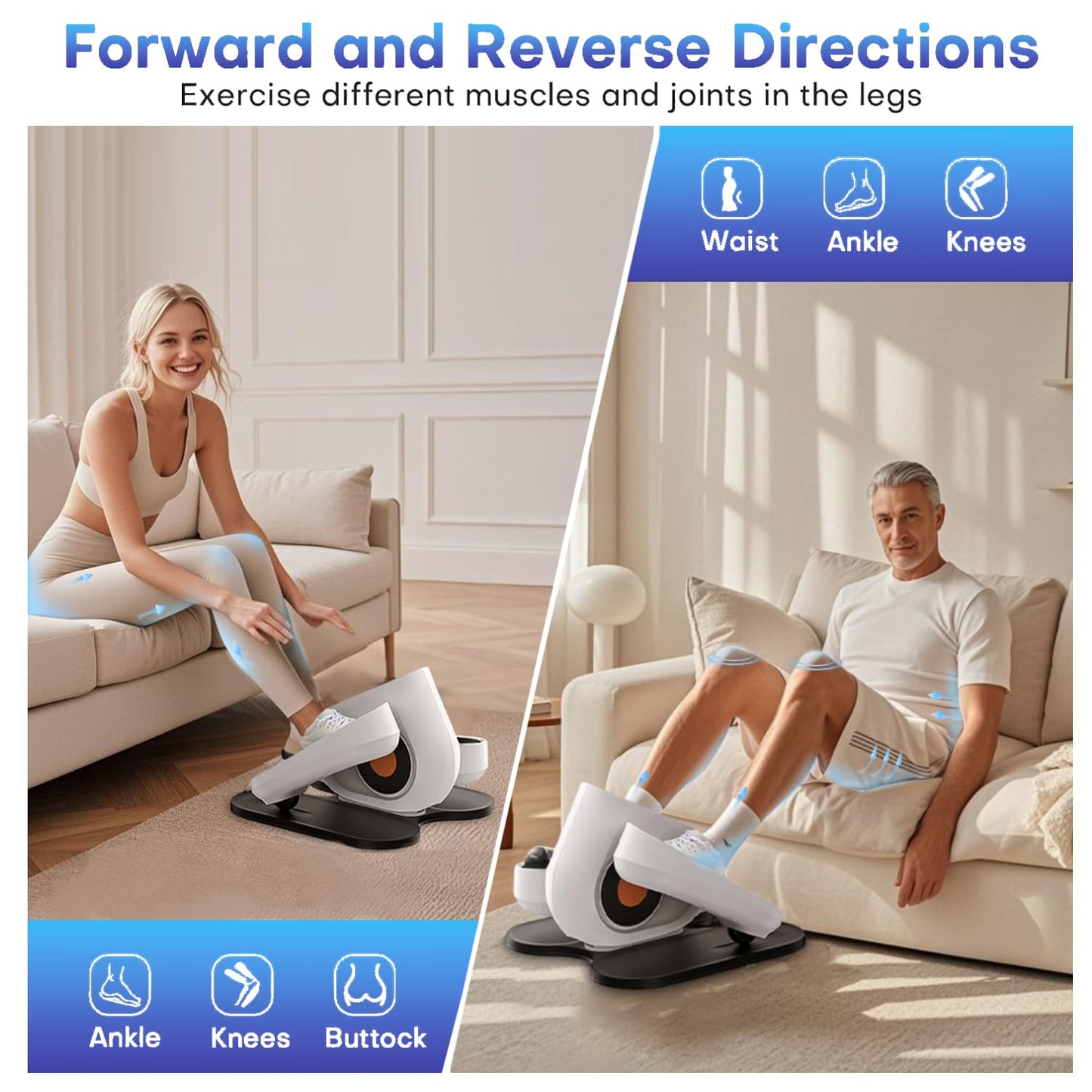 HJDFGSS Under Desk Elliptical Machine, Electric Leg Exerciser While Sitting for Seniors with Remote Control, Quiet Portable Seated Pedal Exerciser, Auto & Manual Mode, 10 Speeds for Home Office（White）