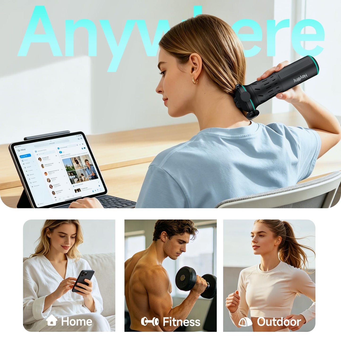 HEYCHY Vibrating Muscle Massage Gun, Handheld Deep Tissue Vibration Massager for Sensitive Joints, Muscle Pain Relief, Fascia Release, Trigger Points & Full Body, Massager Gun for Athletes Office Gym