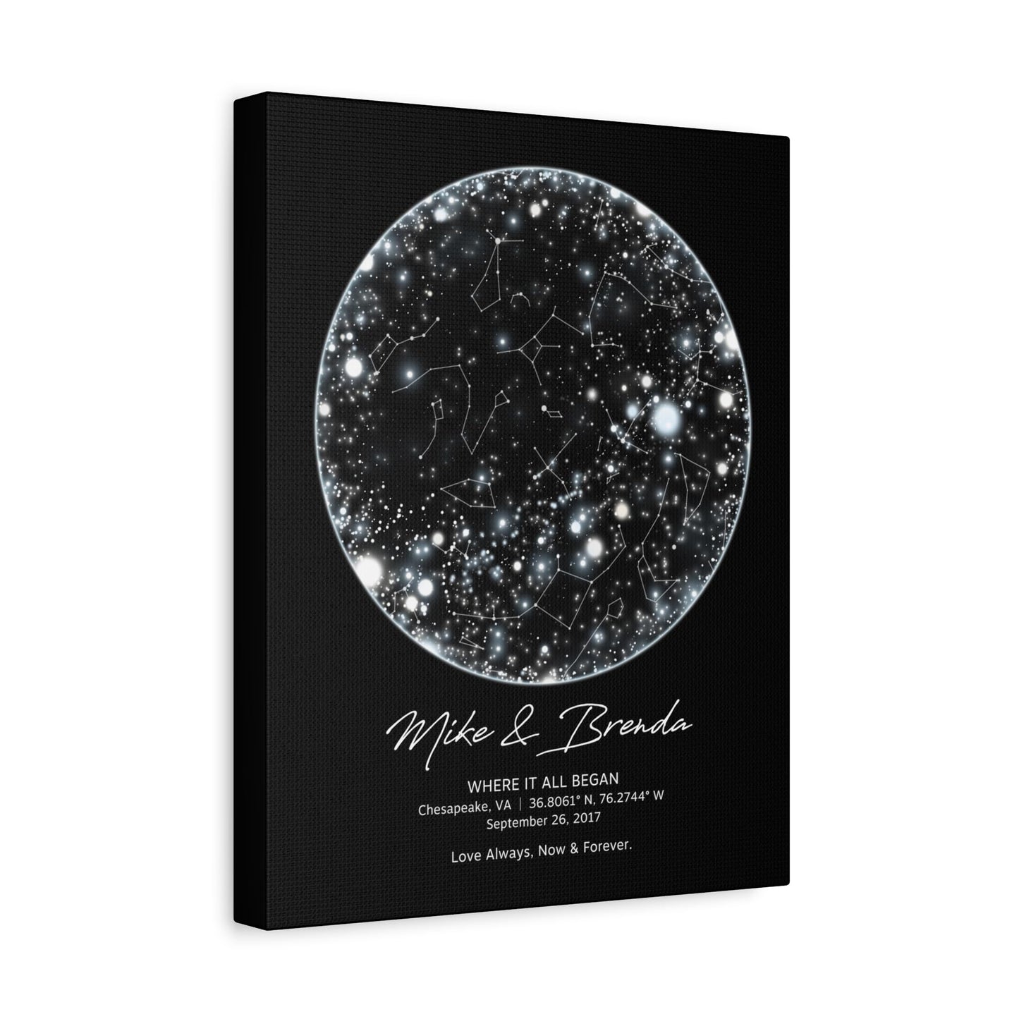 Custom Star Map Print or Canvas (9 Designs, Multiple Sizes), Personalized Constellation Map, Night Sky by date Wall Art, Unique Gift - Special Occasion, Wedding, Anniversary, Valentines Day)
