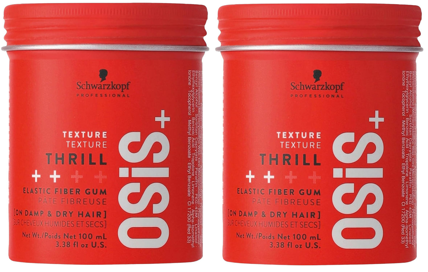 OSiS+ Thrill Fibre Gum, 2.8 oz (2 Pack) - Medium Hold Flexible Style Control - Bendable and Moldable Texturizing - Mega-Fibers a