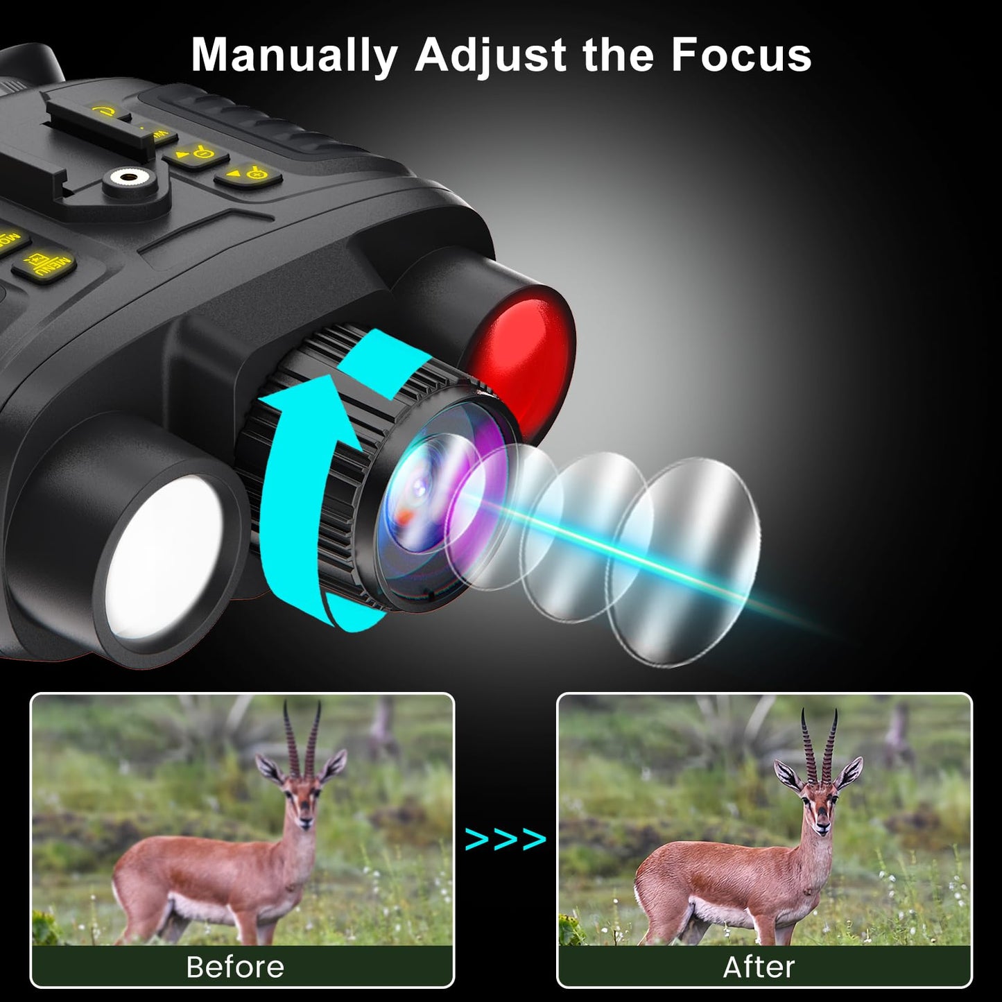ISHARE Head-Mounted Night Vision Goggles, 4K 36MP Infrared Binoculars Rechargeable Hands Free Night Vision Binoculars Goggles, 8X Zoom IP54 Waterproof for Hunting Security Outdoor Exploration