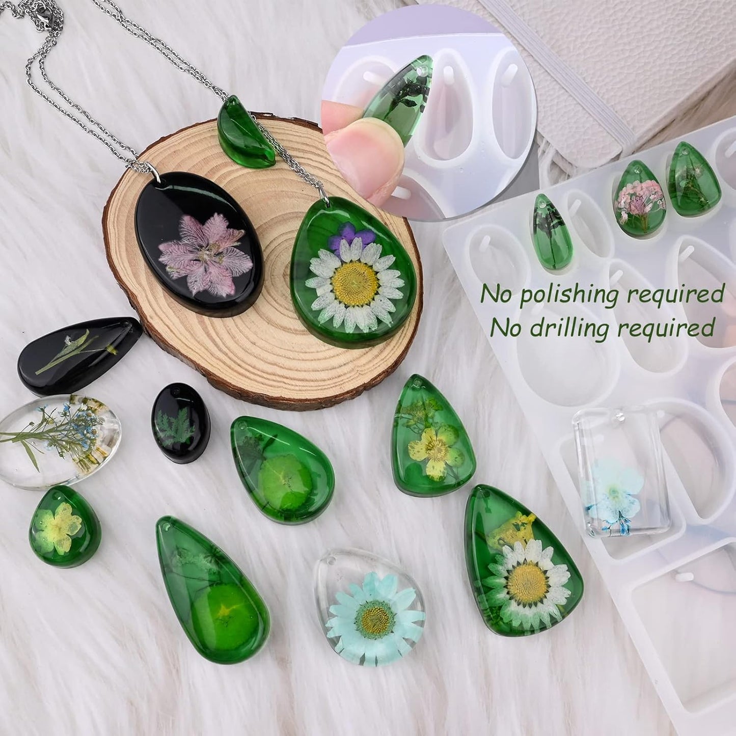 Resin Jewelry Molds for Casting - Silicone Molds for Epoxy Resin, Pendant Mold for DIY Gem Cabochon, Earring, Necklace Jewelry Making