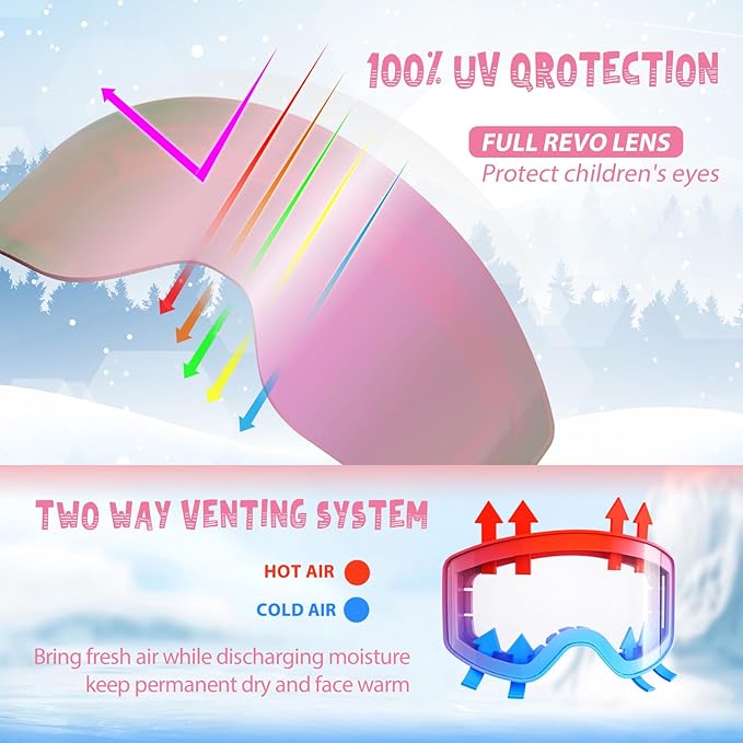 EXP VISION Ski/Snowboard Goggles Parent-child Snow Goggles Over Glasses for Men, Women Youth Kids