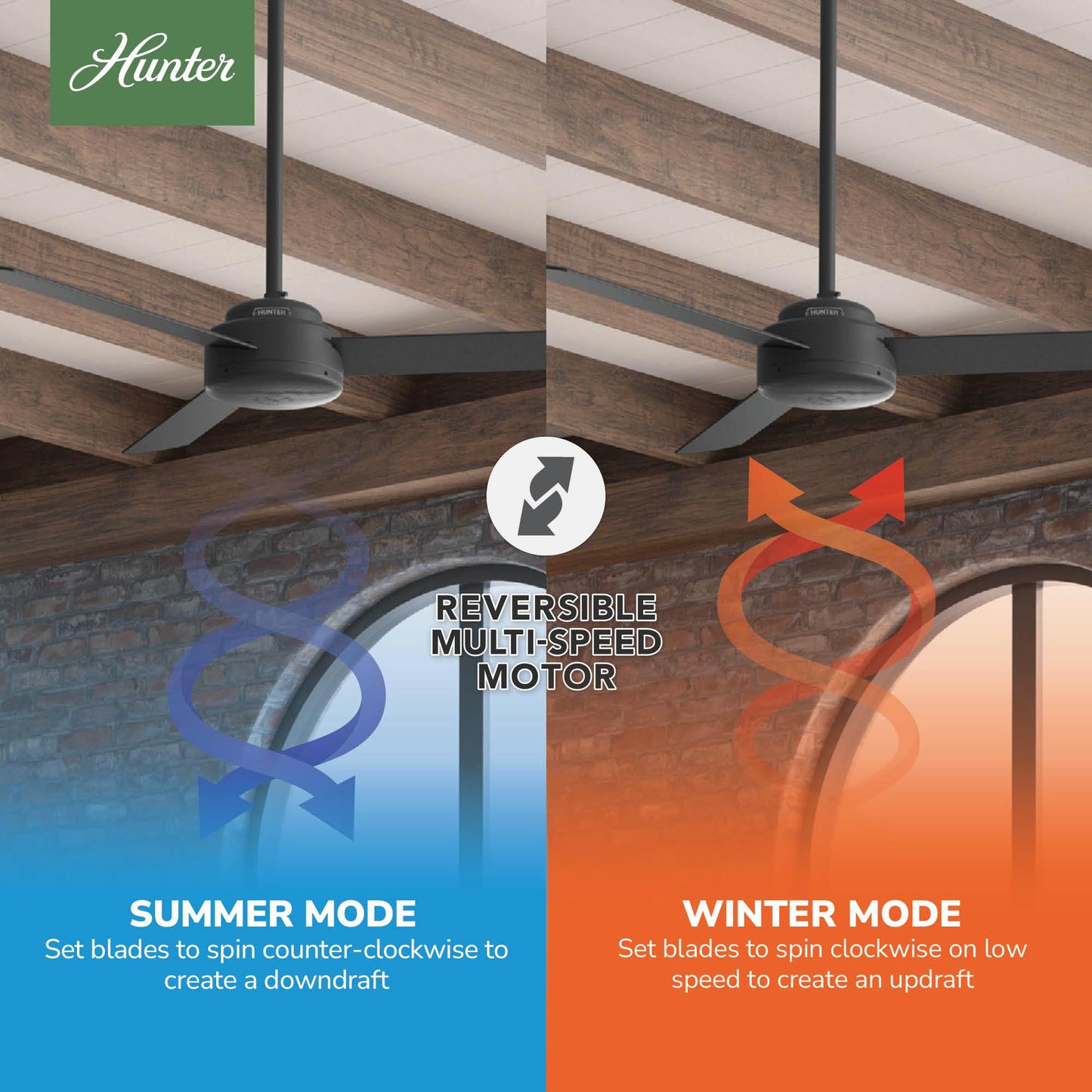 Hunter 52 inch Indoor Ceiling Fan No Light - Black Modern Ceiling Fan without Light, 3 Blades, Standard Mount, For Bedroom, Living Room, or Kitchen, Wall Control - Presto 50810, Matte Black