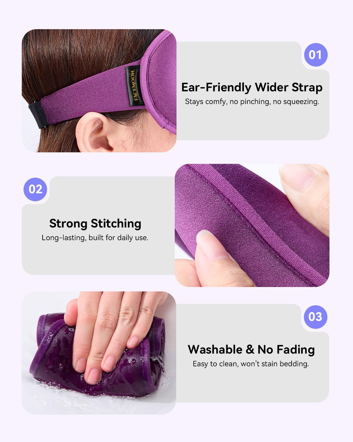 Weighted Eye Mask for Women - 3D Blackout Sleep Mask for Deep Sleep, Postpartum Gift, Lash-Friendly - Long Flight Travel, Cruise Ship, Car Camping Essentials, Purple