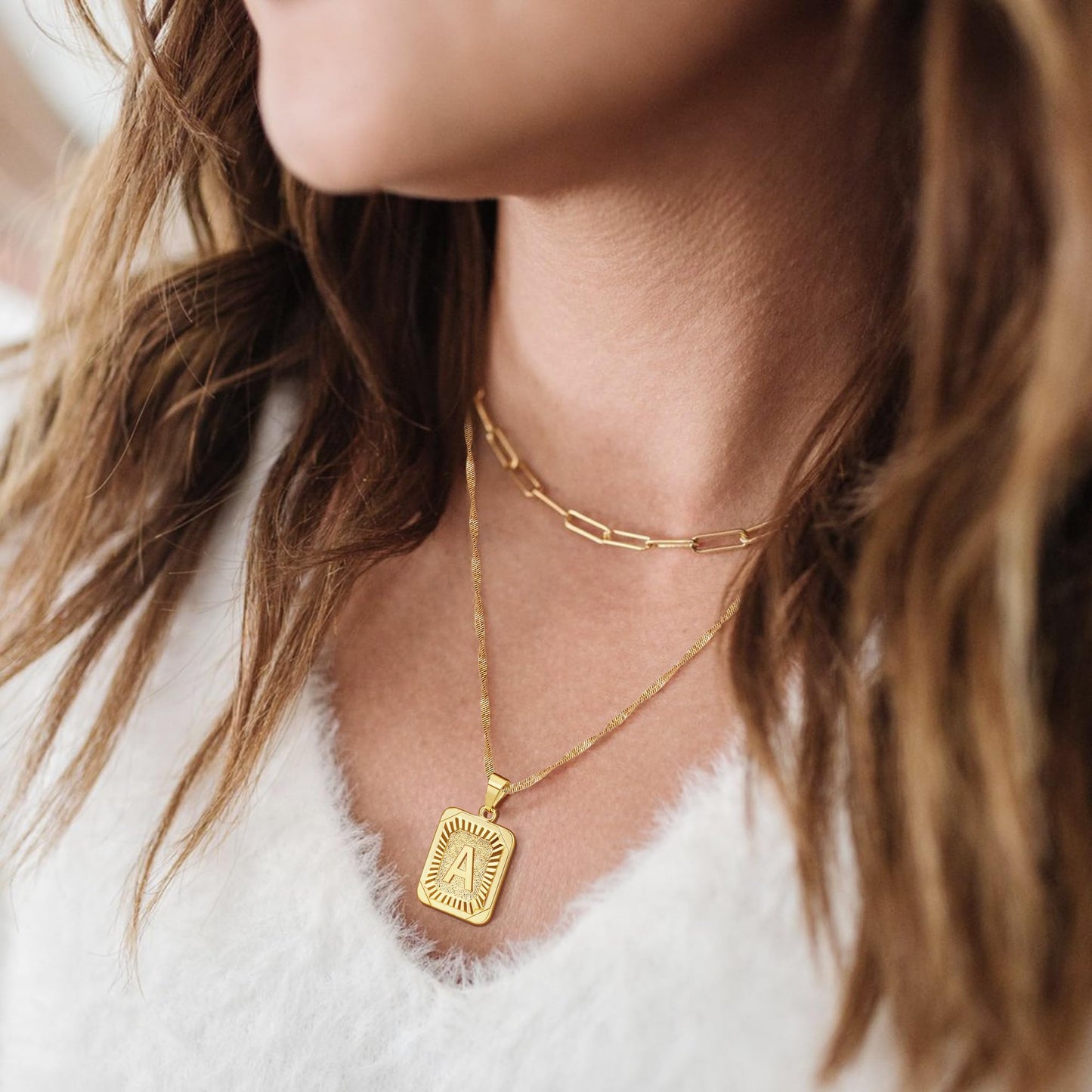 JSJOY Initial Necklaces for Women Gold Layered Initial Necklaces Letter M Necklace for Women Gold Layered Necklaces Birthday Chr