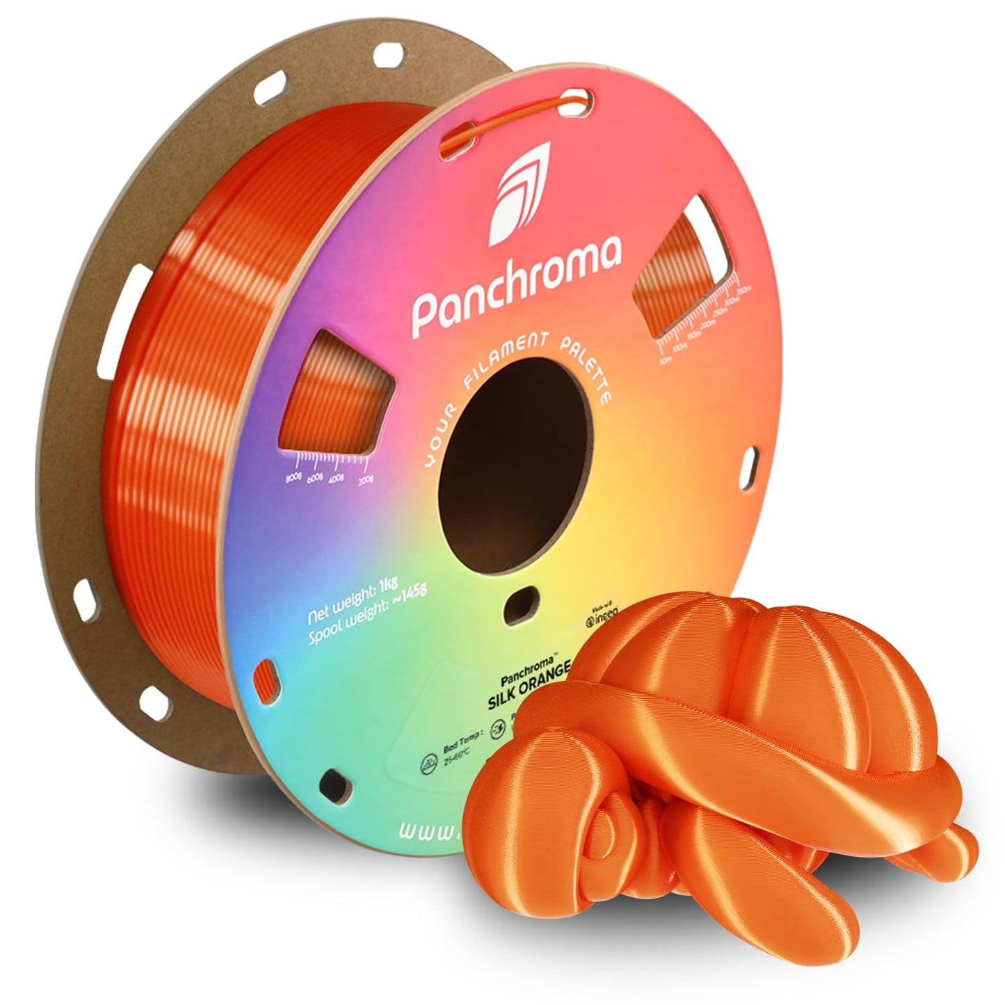 Polymaker Panchroma Silk PLA Filament 1.75mm 1kg, Shiny Orange, New and Improved Formula, Better Strength, Printing Speed and Cl