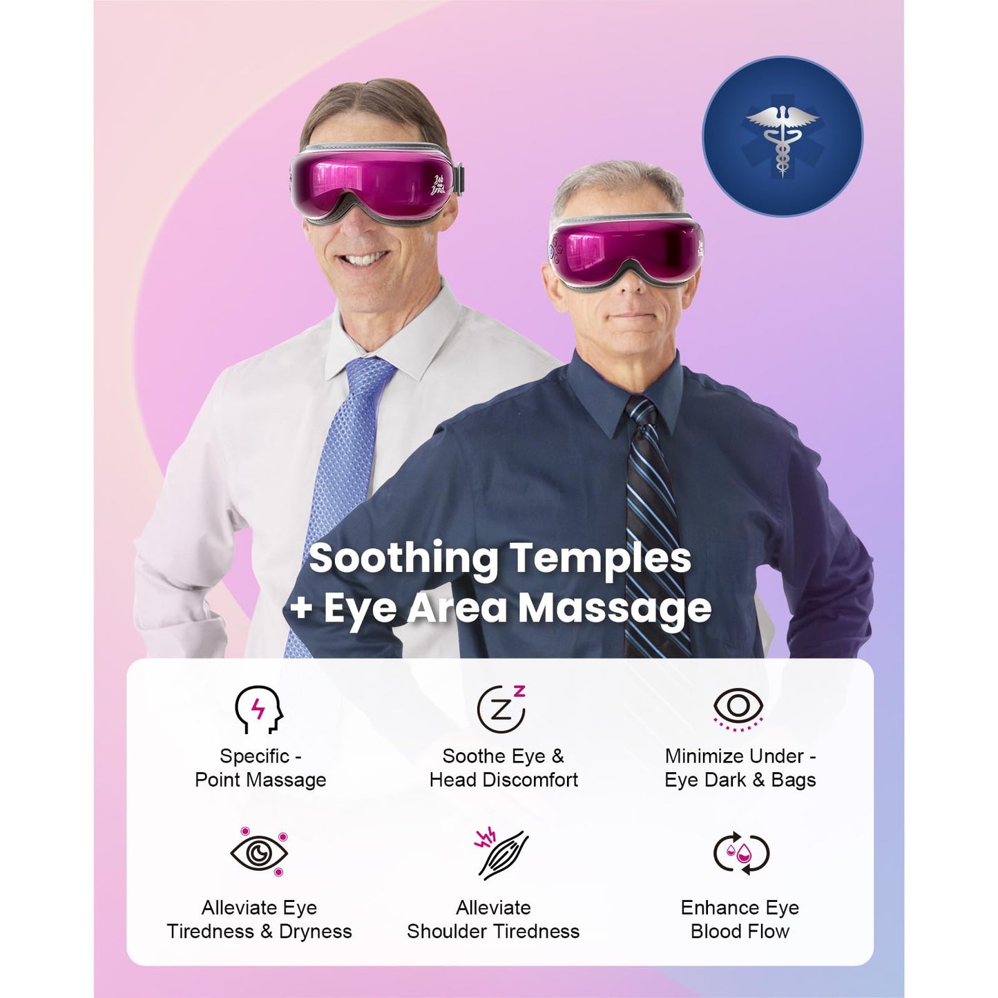 BOB AND BRAD Eye Massager with Heat and Cooling, EyeOasis 3 Eye Mask for Migraine FSA Eligible/HSA Eligible, Heated Face Massager for Dry Eye Strain Eye Relief, Temple Massagers for Stress Relief