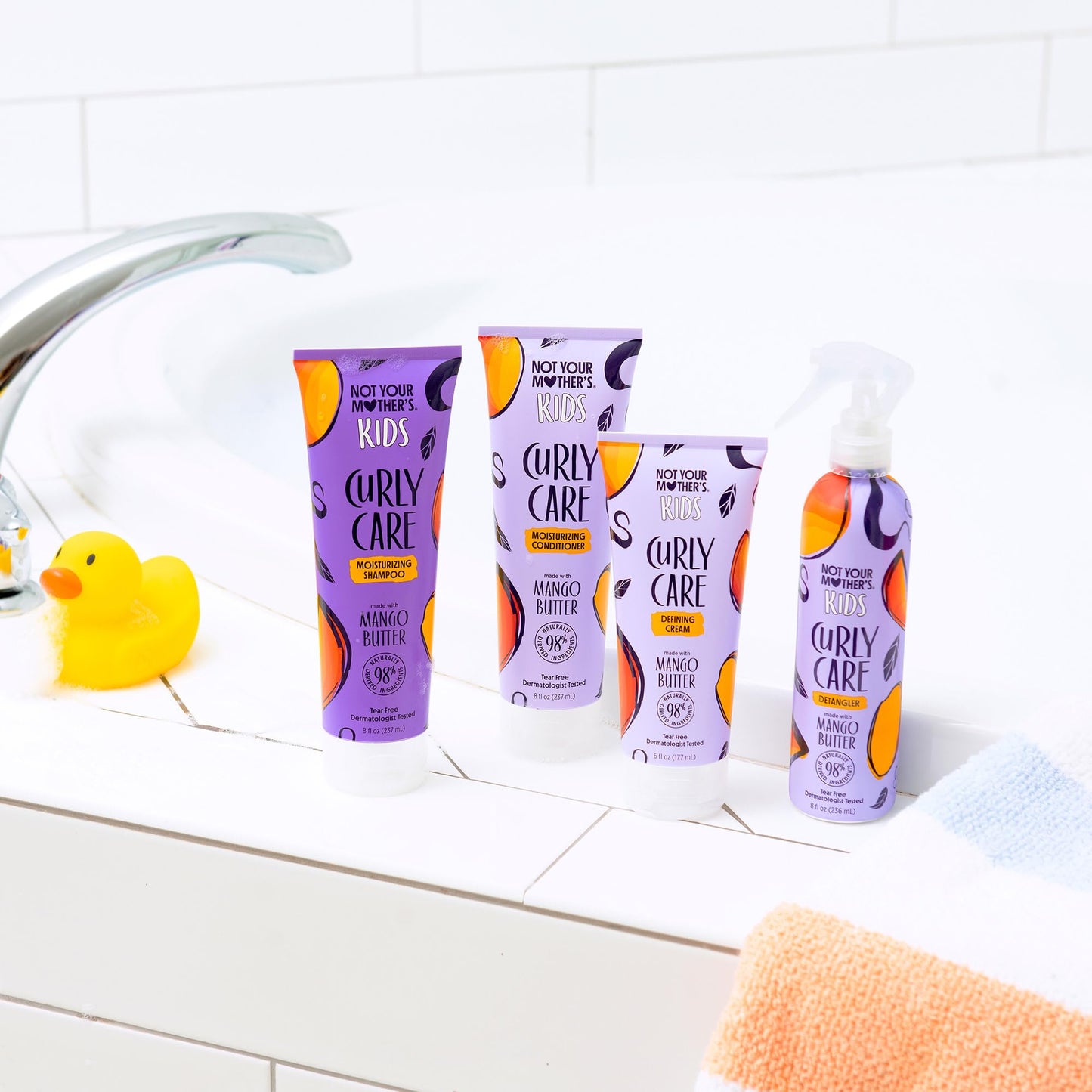 Not Your Mother 's Kids Curly Care Shampoo, Conditioner, Curl Defining Cream, and Detangler Spray (4-Pack) - Hair Products for K