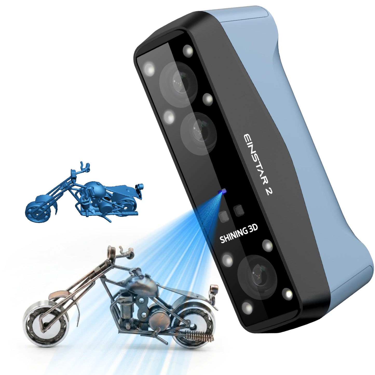 EINSTAR 2 Wireless 3D Scanner, 17 Parallel Blue Laser and Infrared Light, 0.05mm High Resolution, 90 FPS High Scanning Speed, Support 3D Printing, Reverse Engineering, Art and Design, AR/VR