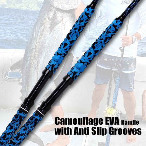 Fiblink Saltwater Offshore Trolling Rod Big Game Rod Conventional Boat Fishing Pole Deep Drop Sea Roller Rod (5’6”, 6’) (Straight Butt, 6' - 80-120lbs)