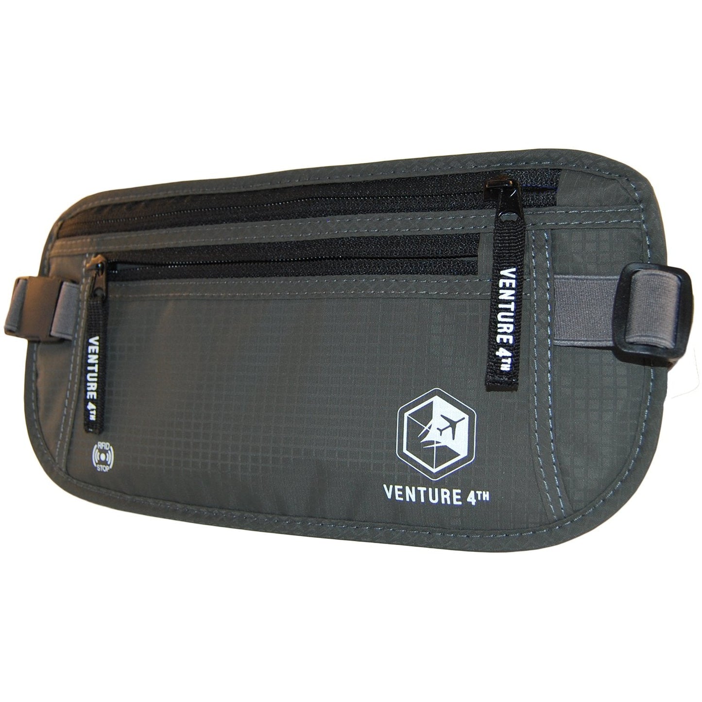 VENTURE 4TH Slim Minimalist Design RFID Money Belt with RFID Blocking Sleeves, for Men and Women – Ideal for Keeping Your Cash, Credit Card, Passport, Phone Secure When Traveling - Gray