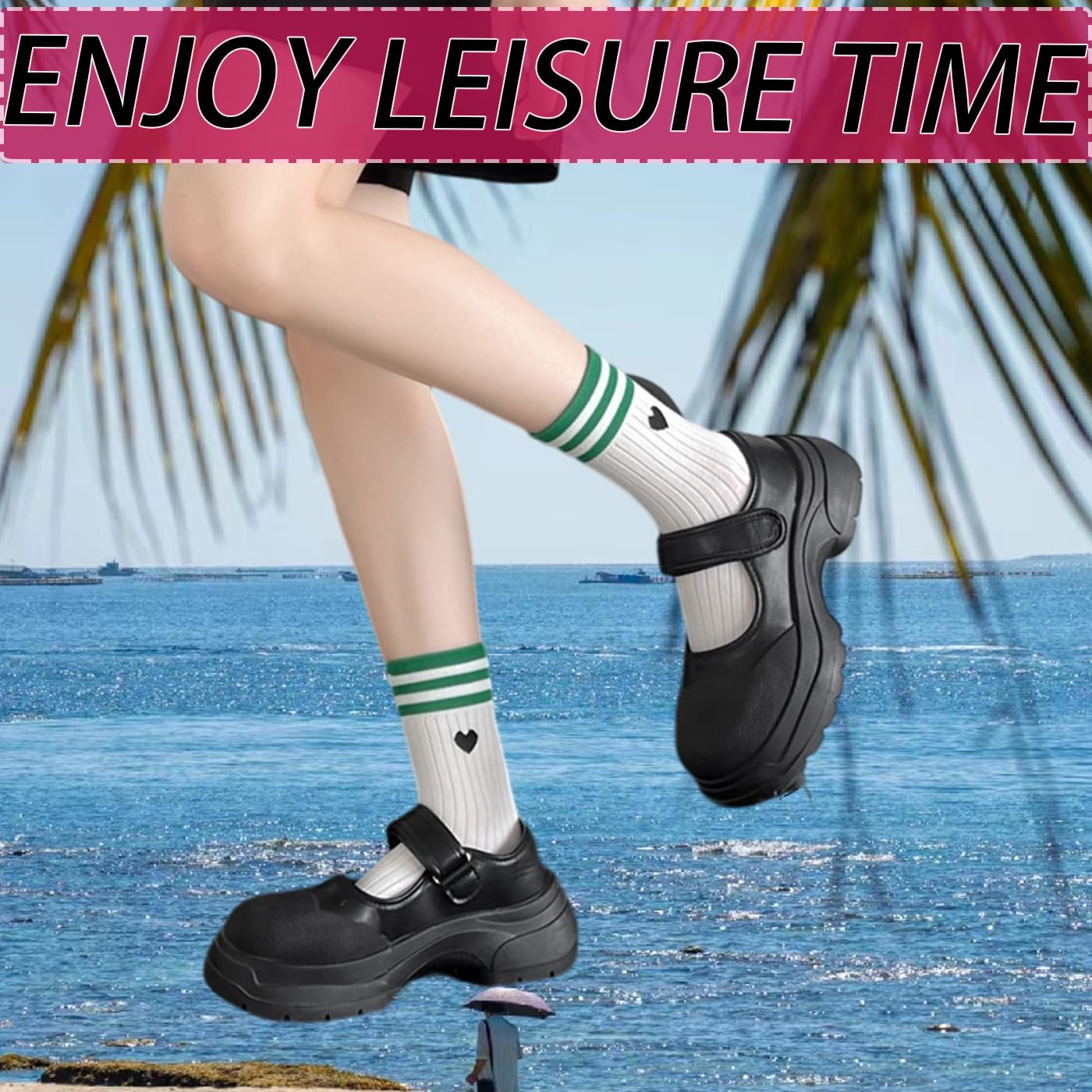 CHUNFO Cute Heart Red Ankle Womens Athletic Colorful Striped Socks Novelty Big Kid Crew Sock 4 & More Pairs