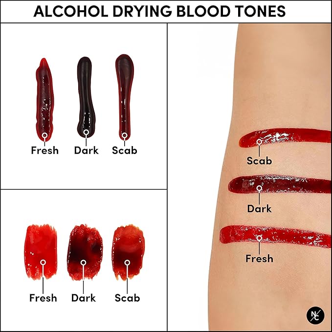 Narrative Cosmetics Alcohol Drying Blood, Ultra-Realistic Fake Liquid Blood, SFX Makeup for the Stage, Film, Halloween, and Cosplay - Dark 2oz