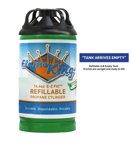Flame King Refillable 1LB (16.4 oz) Empty Propane Cylinder Tank, Reusable, Safe & Legal Refill Option, DOT Compliant, for Camping, Backpacking and Hiking (4-Pack)