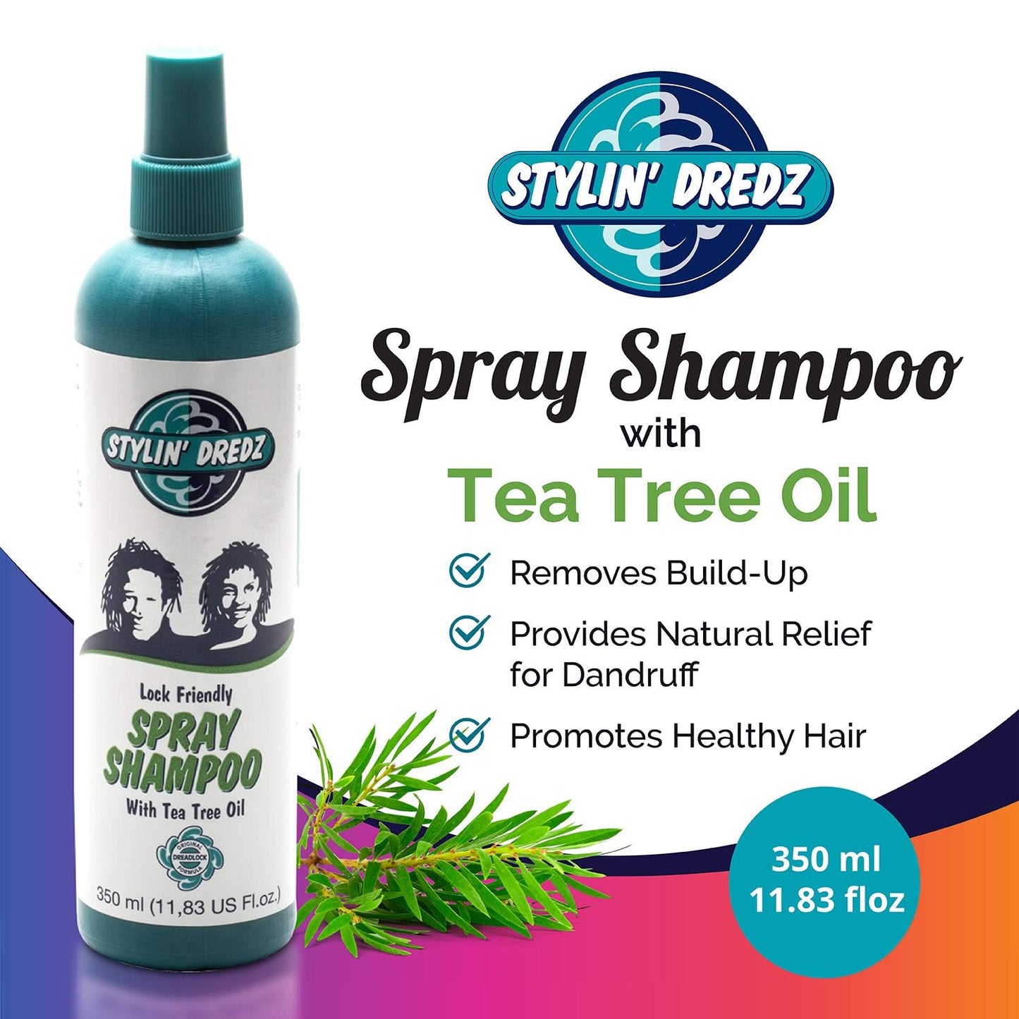 Stylin Dredz Spray Shampoo - Dreadlock Shampoo - Residue Free with Tea Tree Oil - 350 ml Pack of 4