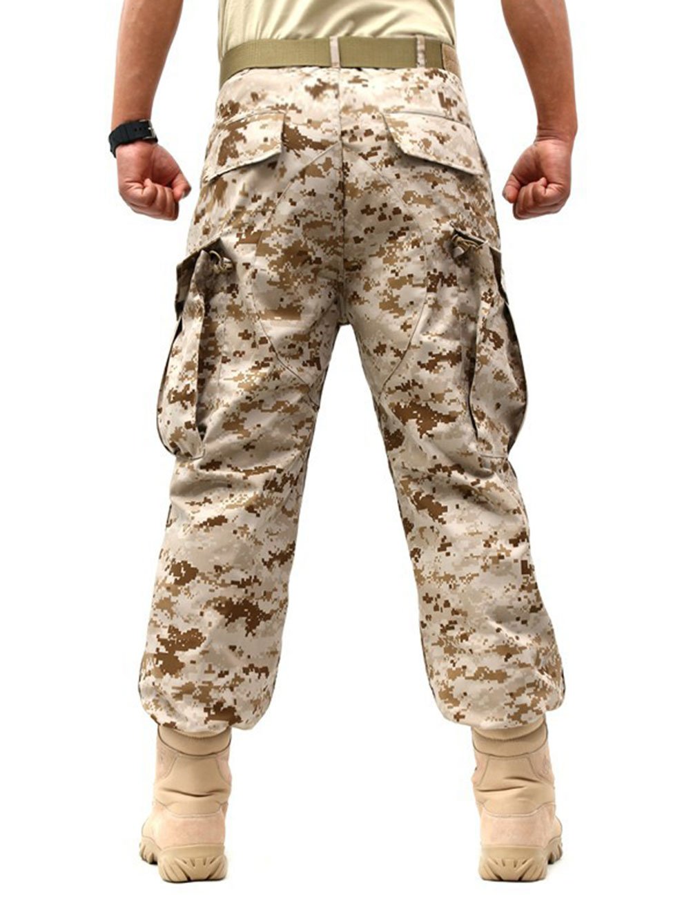 ZLSLZ Men's Military Tactical Casual Camouflage Multi-Pocket Cargo Pants Trousers (XL/W36, Desert Camo)