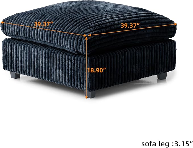 WJShome Cloud Modular Sectional Sofa, Plush Sofas for Living Room,39.37inch Ottoman,Black