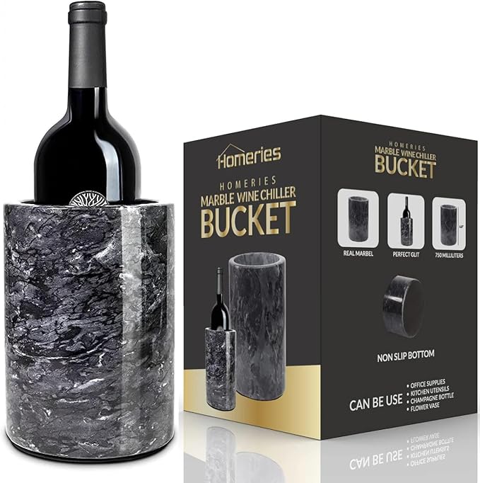 Homeries Marble Wine Chiller Bucket - Wine & Champagne Cooler for Parties, Dinner – Keep Wine & Beverages Cold, Wine Chill...