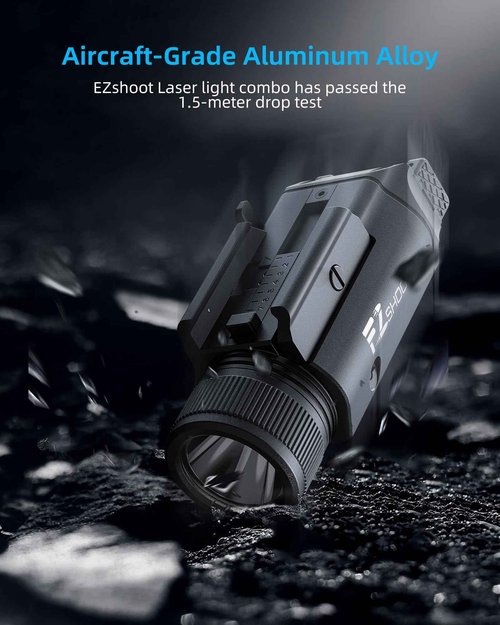 EZshoot 2400 Lumens Laser Light Combo with Strobe Mode, High Lumen Tactical Light for Pistol, Magnetic Rechargeable Green Laser Light with Quick Install Adjustable Slide Rail for Picatinny GL Rail