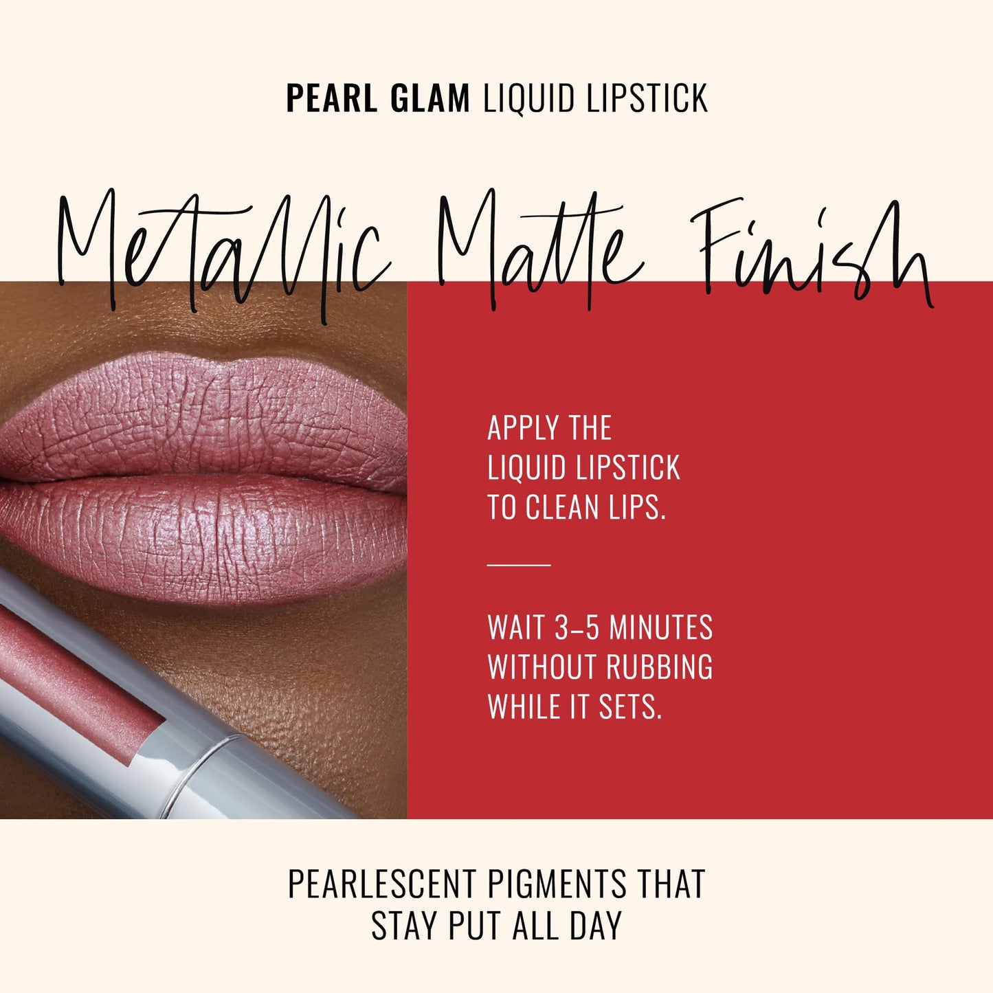 Runway Rogue Pearl Glam Long Wear Shimmer Liquid Lipstick, Metallic Pale-Mauve Lipstick with Silver and Gold Shimmer, Boss Babe