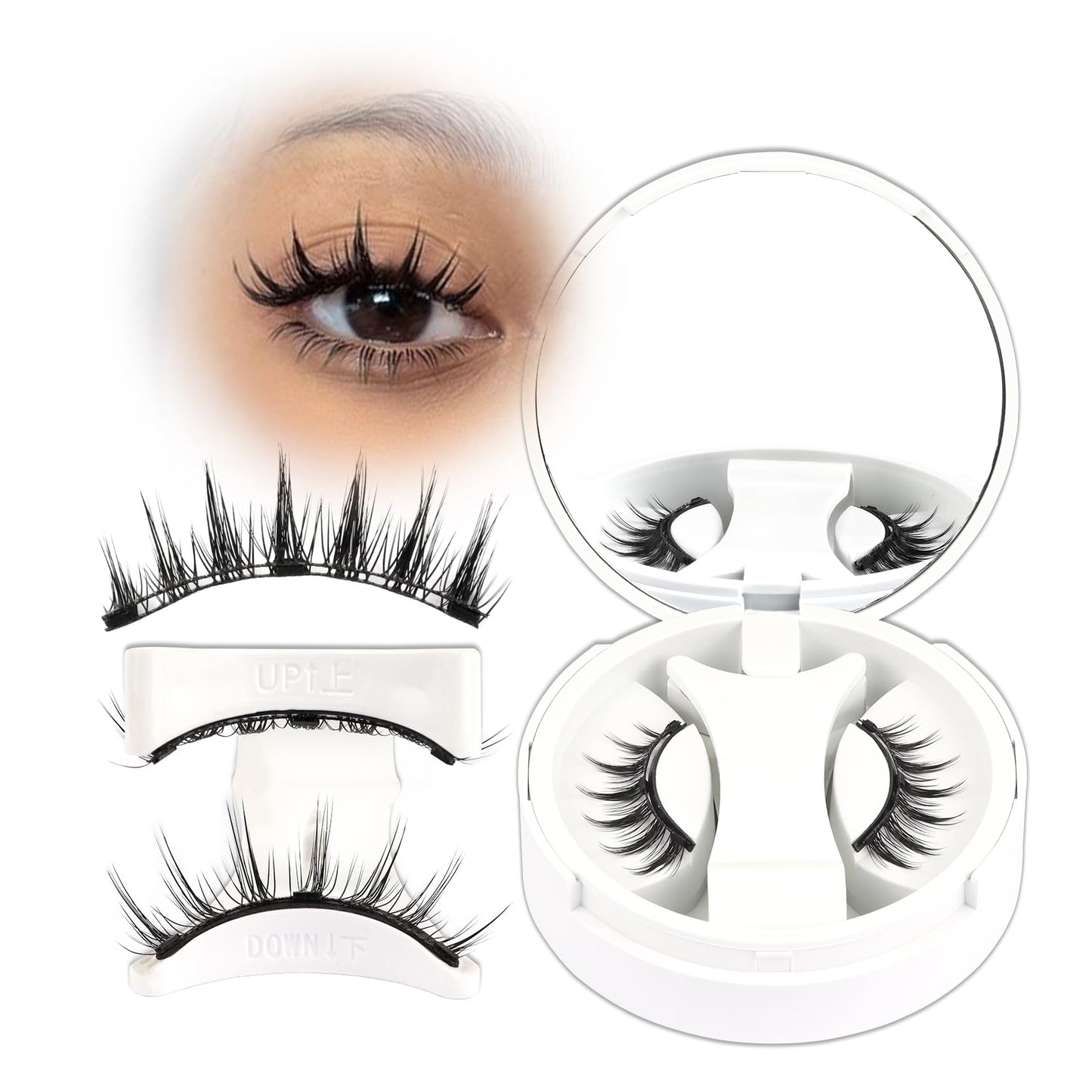 Veleasha Magnetic Eyelashes Manga Lashes Spiky Lash Magnetic Lashes with Applicator Natural Look Reusable No Glue Easy to Apply