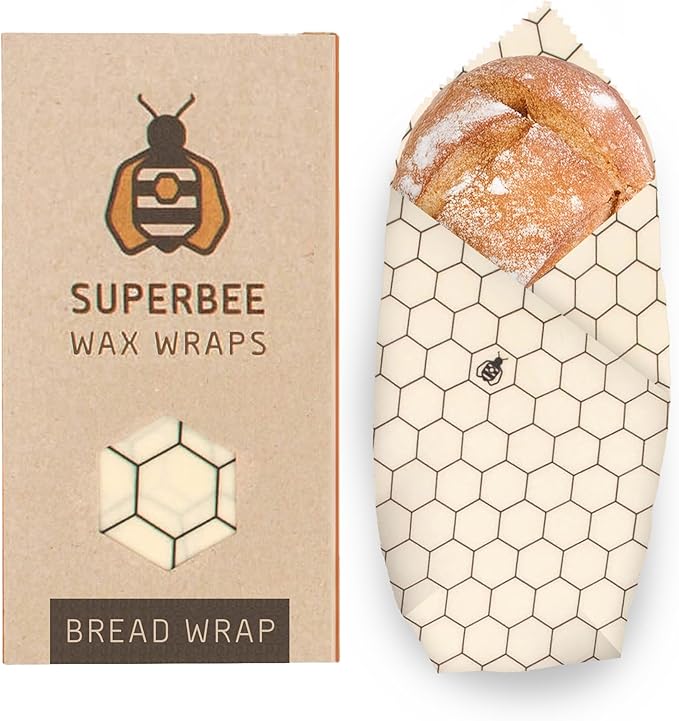 SUPERBEE Beeswax Bread Wrap, Reusable Beeswax Wrap for Food, Reusable Bees Wrap Vegetables, Cheese Paper, Bowl Covers and Sandwich Wrapping Paper, XXL (Hexagonia)