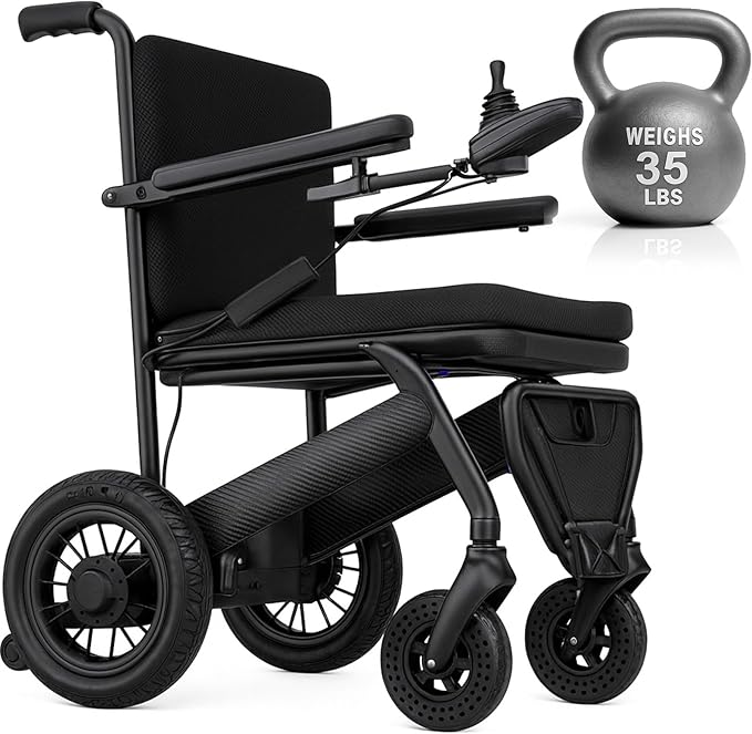 Vive Lightweight Electric Wheelchair for Adults - Foldable Power Wheel Chair - Collapsible, Folding, Ultralight, Motorize...