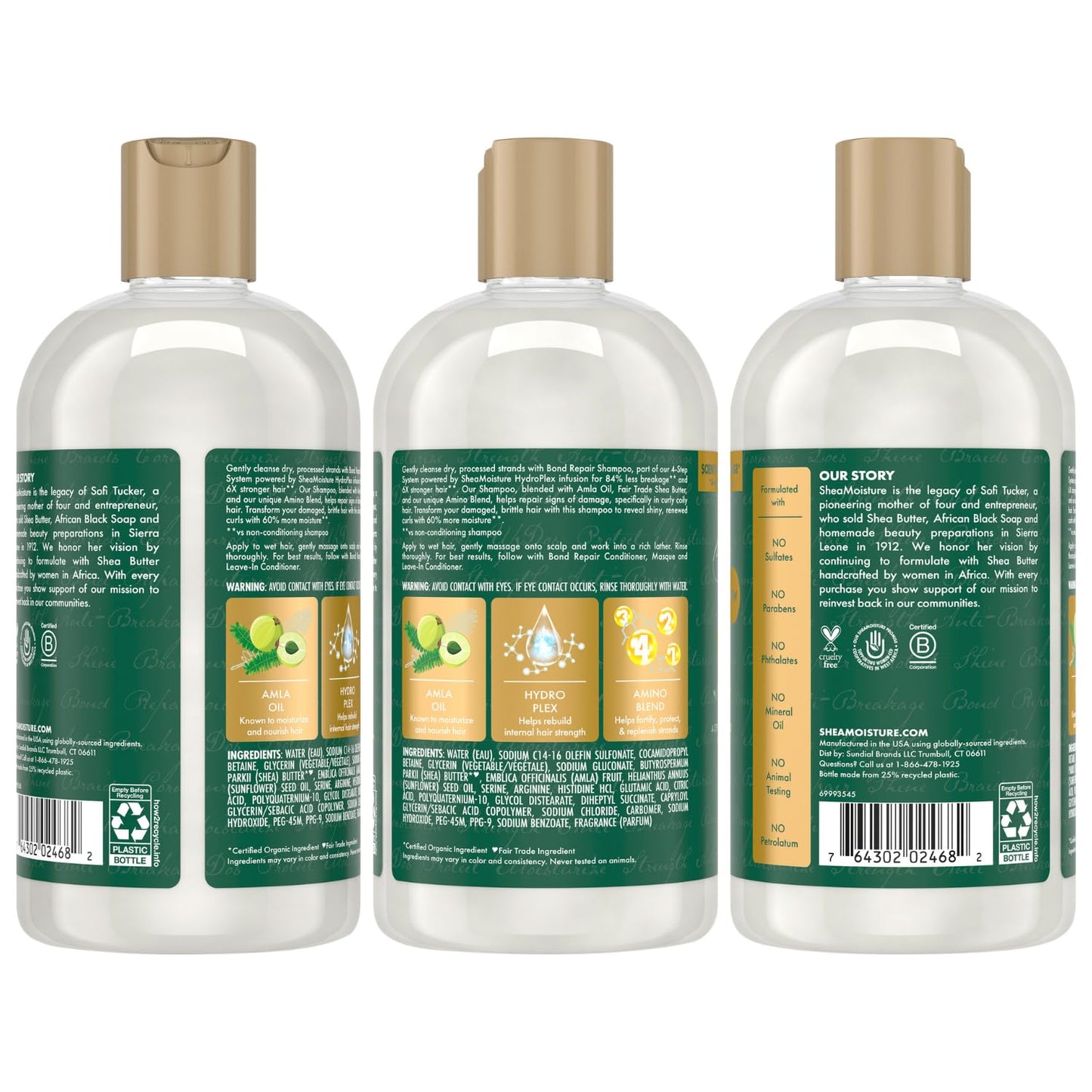 SheaMoisture Bond Repair Shampoo & Conditioner Set - Frizz Control, Strengthening Hair Breakage Repair Treatment with Amla Oil,