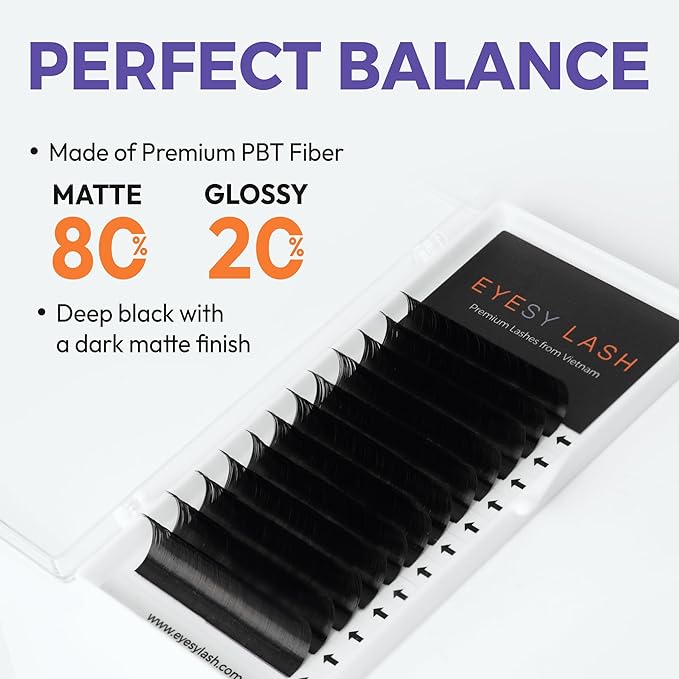 Eyesy Lash Cashmere Volume Eyelash Extensions Premium Individual Lashes - 0.07mm Thickness C Curl 12mm Single Length - Super Soft Matte Black Single Eyelash Easy to Fan for Professional Salon Use