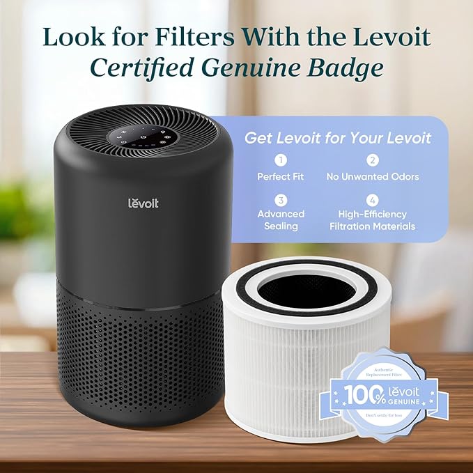 LEVOIT Air Purifier for Home Allergies Pets in Bedroom, Covers Up to 1073 ft² by 56W High Torque Motor, AHAM VERIFIDE, 3-in-1 Filter, HEPA Sleep Mode, Remove Dust Smoke Odor, Core300-P, Black, 2 Pack