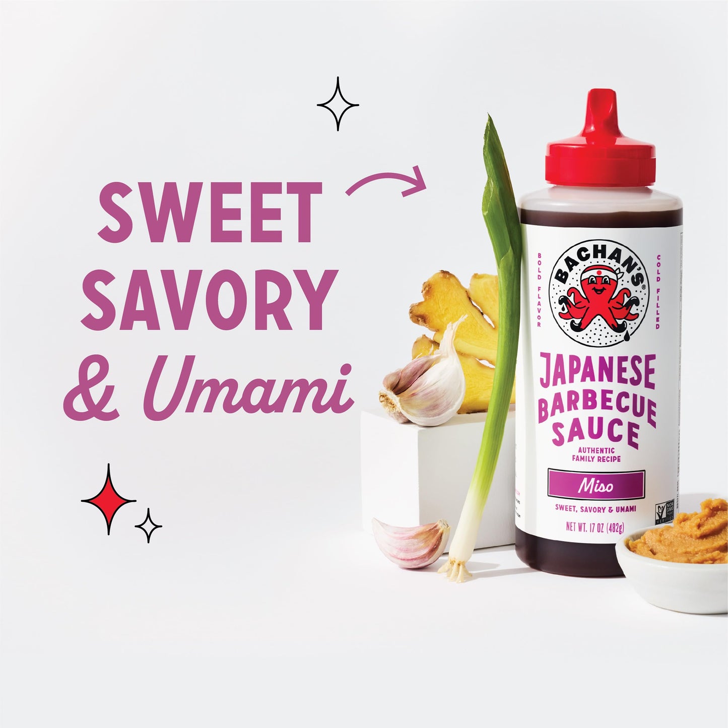 Bachan's Japanese Barbecue Sauce 2 Pack - 1 Original, 1 Miso - BBQ Sauce for Wings, Chicken, Beef, Pork, Seafood, Noodles, and More. Non GMO, No Preservatives, Vegan, BPA free