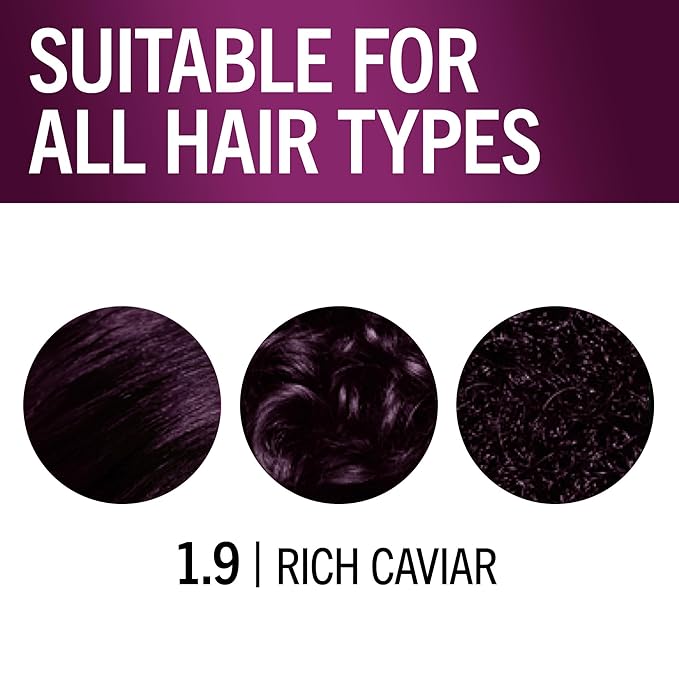 Schwarzkopf Keratin Permanent Hair Dye Cream, 1.9 Rich Caviar, Professional Quality Color for Up to 100% Gray Coverage, Bond Enforcing System