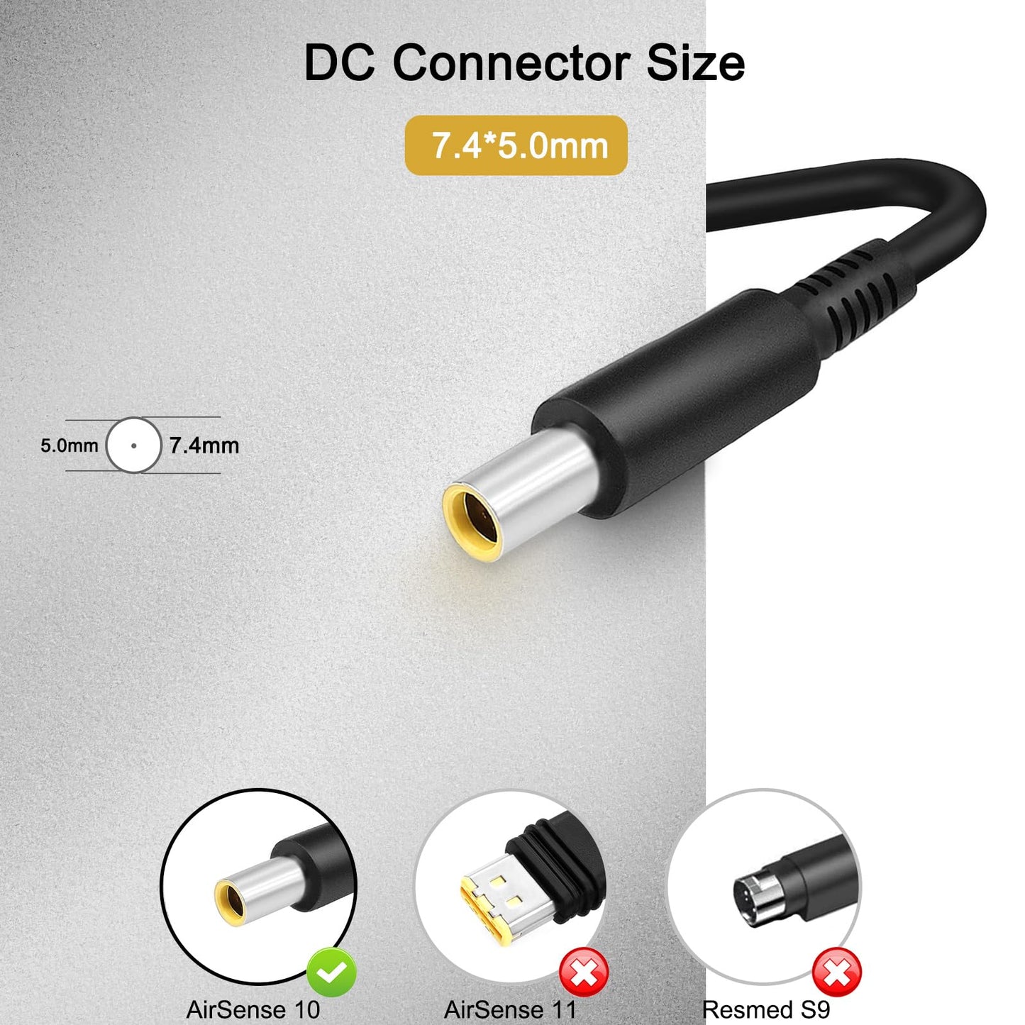 JUYOON 24V 3.75A 90W Charger Compatible with Resmed AirSense 10 AutoSet S10 AirCurve 10 S ST ST-A Supplies 370001 370006 DA-90-F24 AC Adapter Power Cord