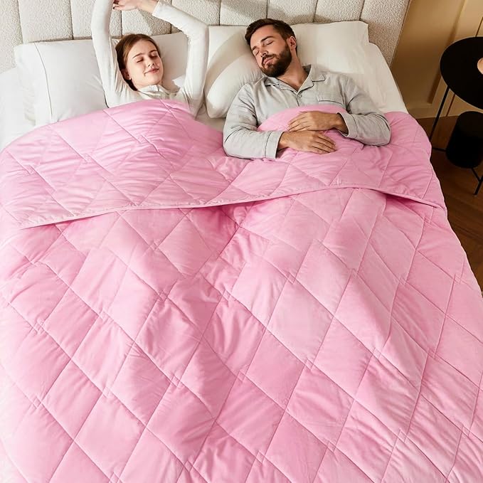 L'AGRATY Queen/King Size Weighted Blanket for Adults 30lbs, 80"x87" — Cooling Breathable Heavy Blanket with Glass Beads for Sleeping Perfect Hot Sleepers & Couples Machine Washable All-Season Pink