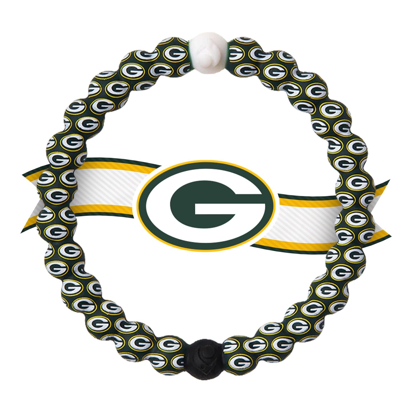 Lokai Silicone Beaded Bracelet for Men & Women, NFL Football Collection - Green Bay Packers, Green Logo, Medium - Silicone Jewel