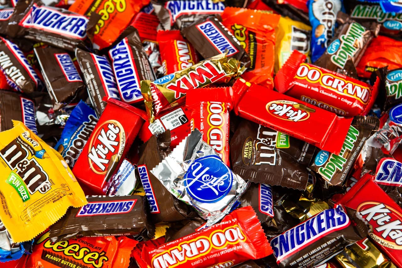 Bomber 8 lb Halloween Candy Bulk Chocolate Variety Pack – Fun Size Candies Individually Wrapped for Halloween Treats & Snacks, Bulk Chocolate Candy Mix for Trick-or-Treat, Gifts for Adults & Kids