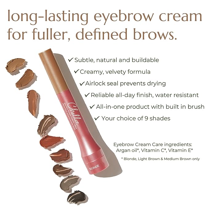 Chella Eyebrow Cream, Dazzling Dark Brown - Vegan, Cruelty Free, Paraben Free, Gluten Free Eyebrow Pomade Makeup - Long Wearing, Velvet Consistency, Water Proof