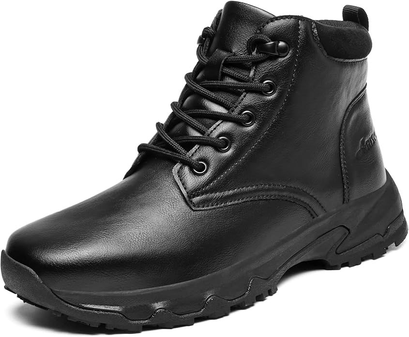 THEXCL Non Slip Work Shoes for Men Slip Resistant Leather Boots Waterproof, Slip Proof, Comfortable Outdoor Walking Shoes ...