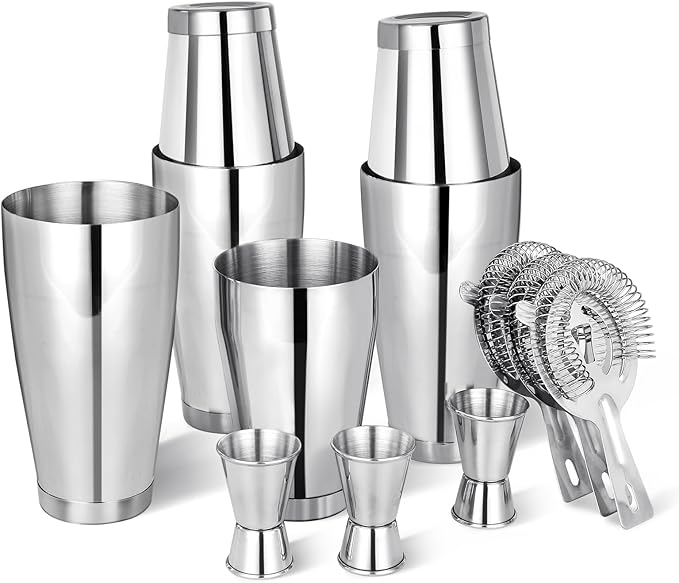 Mwellewm Boston Shaker Cocktail Set Bartender Kit, 12 Pcs Drink Shaker with Strainer Bartending Martini Shaker Tin with 18...