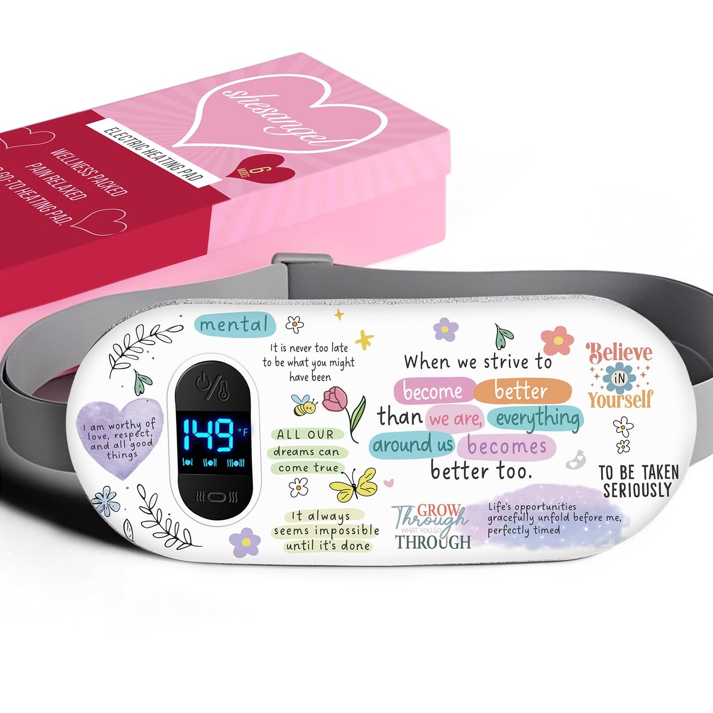Portable Heating Pad for Period Cramps: Menstrual Heating Pad with Unique Design, Fast Heating Pad with 6 Heat Levels and 6 Massage Modes, Gifts for Her, Women, Teens and Girls