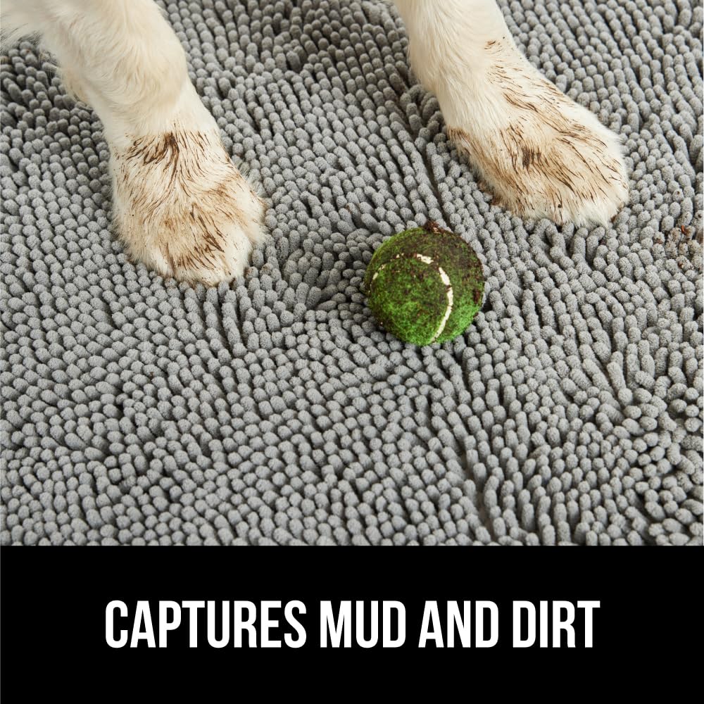 GORILLA GRIP Dog Doormat, Absorbent Doormats for Muddy Dogs Paws, Machine Washable Soakstopper Rugs, Cleaner Floors, US Designed Pet Bed Door Mat, Indoor Entrance Pets Rug, Mats 24x17 Gray